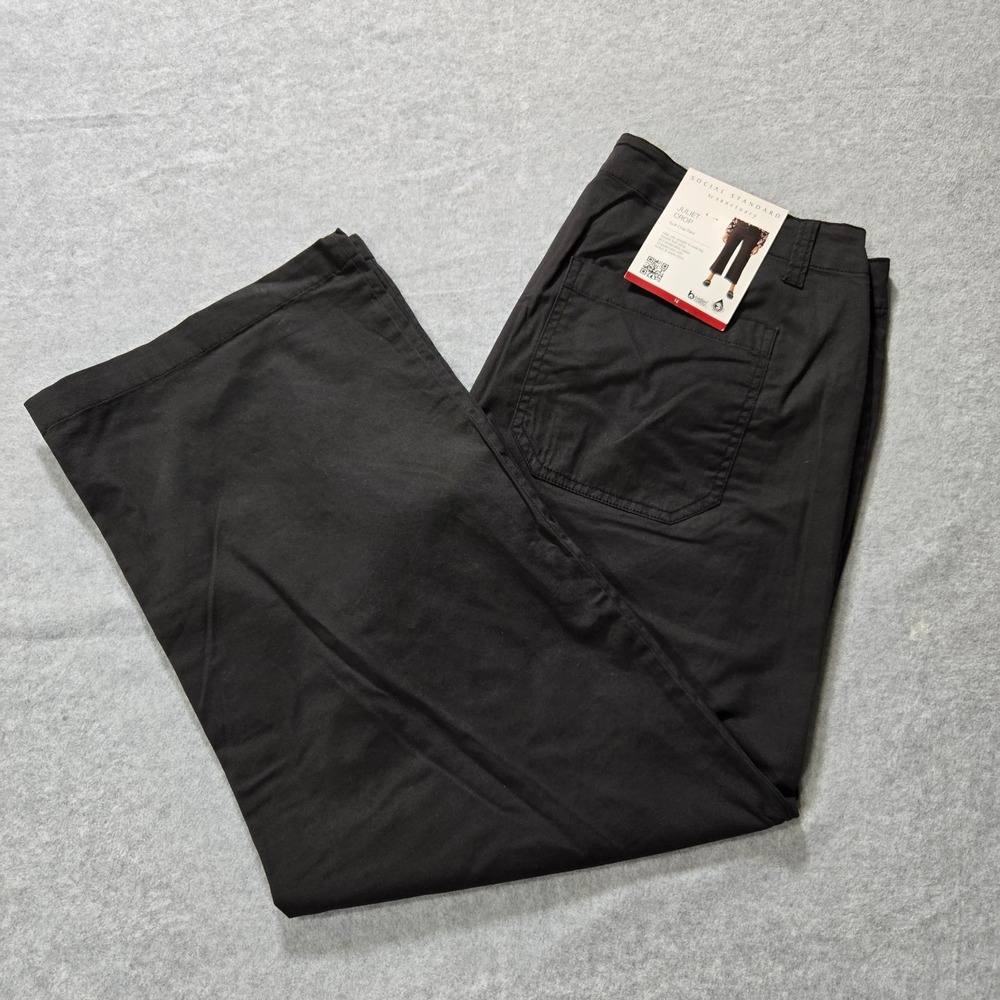 NWT SANCTUARY High Rise Women's Twill Wide-Leg Ankle Cropped Black Pants - Picture 3 of 16